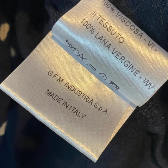 HACHE Wool  Navy Blue Polka Dot Loose Fit Ruffle Hem Top - Picture 6 of 8